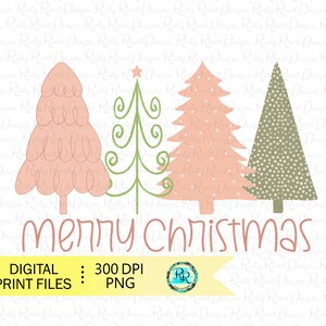 Christmas Trees PNG, Christmas sublimation designs, Christmas shirt designs, whimsical Christmas Png, Merry Christmas, hand drawn