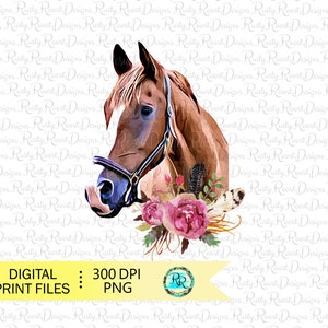 Horse png, horse sublimation designs downloads, digital download, sublimation graphics, farm sublimation, printable, horse with flowers png