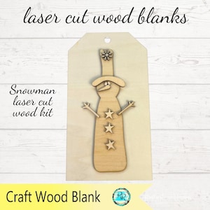 Primitive Snowman Wood Tag Blank Kit, Snowman wood cutout, Laser Cut DIY Christmas Craft, Christmas wood blanks, unfinished wood cutout