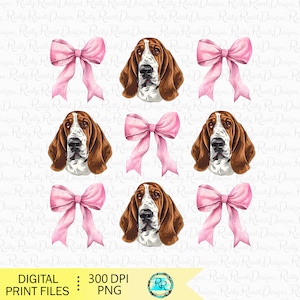 Basset Hound PNG, Coquette dog, Dog sublimation designs, coquette shirt design, hound dog sublimation, sublimation graphics