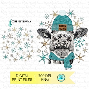 Freezin Season PNG, Cow sublimation designs, Freezing Png, Winter shirt designs, Christmas sublimation, digital download, printable design