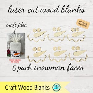 6 Pack Snowman Face Wood Cutouts, DIY Christmas Craft Kit, Unfinished Wood blanks, snowman face cutouts for crafts