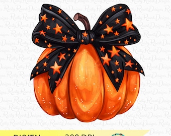 Retro Halloween Png, Pumpkin sublimation design, Coquette Halloween Bow png, Coquette pumpkin Png, Autumn Png