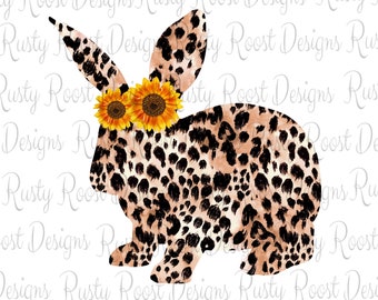 Leopard bunny PNG, Easter sublimation design, Easter bunny Png, shirt design, bunny clipart, sublimation graphics, bunny with flowers