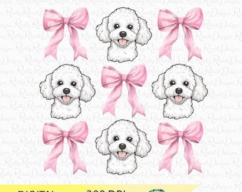 Poodle PNG, Coquette dog, Dog sublimation designs, coquette shirt design White Poodle Png, Mini Poodle dog Png