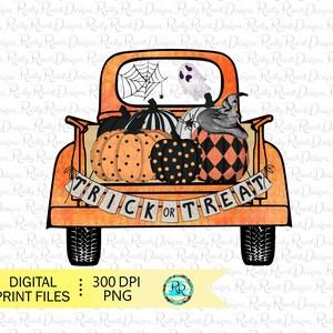 Trick or Treat png, Halloween-sublimatieontwerpen downloads, digitale download, pompoenvrachtwagenontwerp, sublimatieafbeeldingen, pompoen png