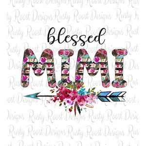 Blessed Mimi Png, Mimi Sublimationsdesigns Downloads, digitaler Download, Muttertag Png Design, gesegnete Oma Png Shirt Design, printable