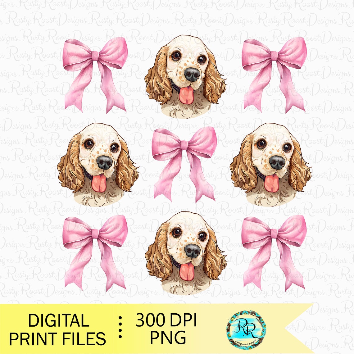 Cocker Spaniel PNG, Coquette Dog, Dog Sublimation Designs, Coquette ...