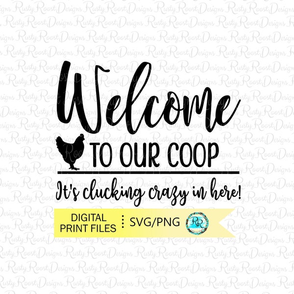 Bienvenido a nuestra cooperativa SVG, letrero de puerta SVG, letrero de madera SVG, descarga digital, colgador de puerta svg, svg divertido, colgador de puerta de pollo svg