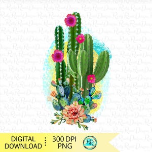 Cactussublimatie ontwerpt downloads, Cactus png, digitale download, westerse png-sublimatie, woestijn png-ontwerp, sublimatieafbeeldingen