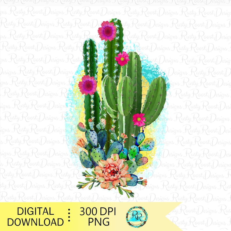 Cactus sublimation designs downloads, Cactus png, digital download, western png sublimation, desert png design, sublimation graphics image 1