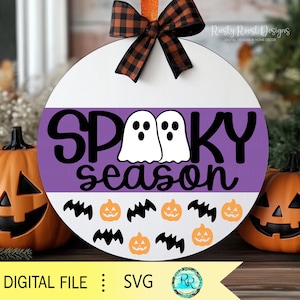 Spooky season SVG, Halloween door hanger SVG, Cutting file, wood sign SVG, Laser file Svg