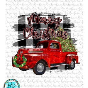 Kersttruck, downloads van kerstsublimatieontwerpen, rode kersttruck, sublimatieafbeeldingen, digitale download, afdrukbaar