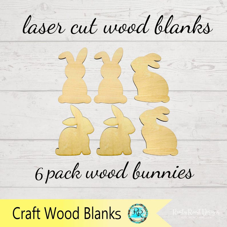 Standing Rabbit Blank Wood Bunny Cutouts 6 Pack, Easter Craft Blanks, Unfinished Bunny Shapes ...