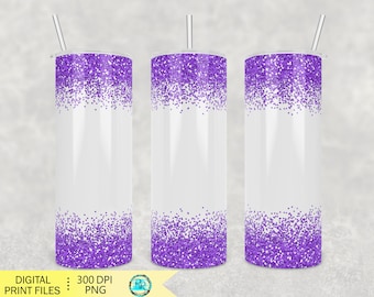 20oz Skinny Tumbler PNG, Tumbler sublimation designs downloads, sublimation PNG wrap for tumblers, straight glitter purple tumbler Png