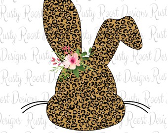 Leopard bunny png, Easter sublimation designs downloads, bunny with flowers, bunny png design, digital download, rabbit png files