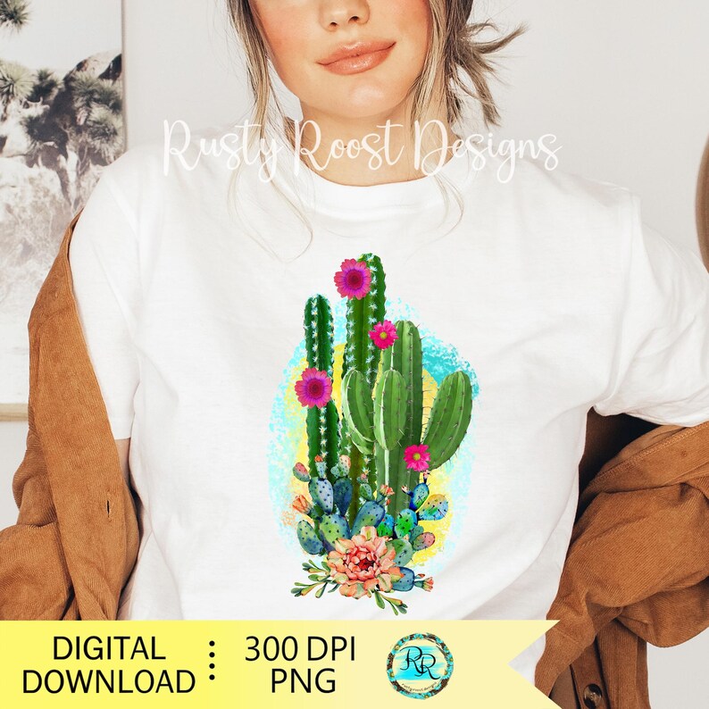 Cactus sublimation designs downloads, Cactus png, digital download, western png sublimation, desert png design, sublimation graphics image 3