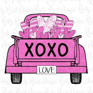 Valentine struck png, Valentine sublimation download, digital download, sublimation graphics, pink truck, Happy Valentines day, clipart