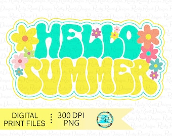 Hello Summer PNG, Summer sublimation designs downloads, sublimation graphics, tshirt design, Retro Summer Png, Groovy Png, Printable designs