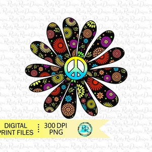 Segno di pace retrò png, download di disegni di sublimazione di fiori, grafica di sublimazione, fiore della pace png, maglietta retrò png, fiore retrò