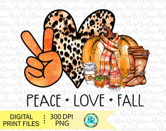 Peace Love Fall png, Fall sublimation designs downloads, sublimation graphics, digital download, Pumpkin sublimation design, printable