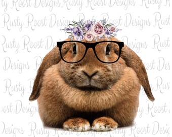 Bunny with glasses png,rabbit sublimation download,digital download,bunny with flowers,Easter sublimation,sublimation graphics,printable