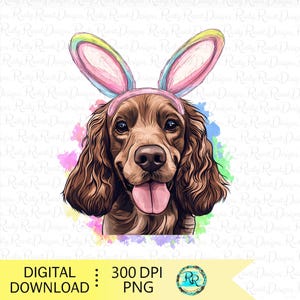 Easter Cocker Spaniel png, dog with bunny ears, Easter sublimation designs, Cocker Spaniel with rabbit ears, Easter dog digital download