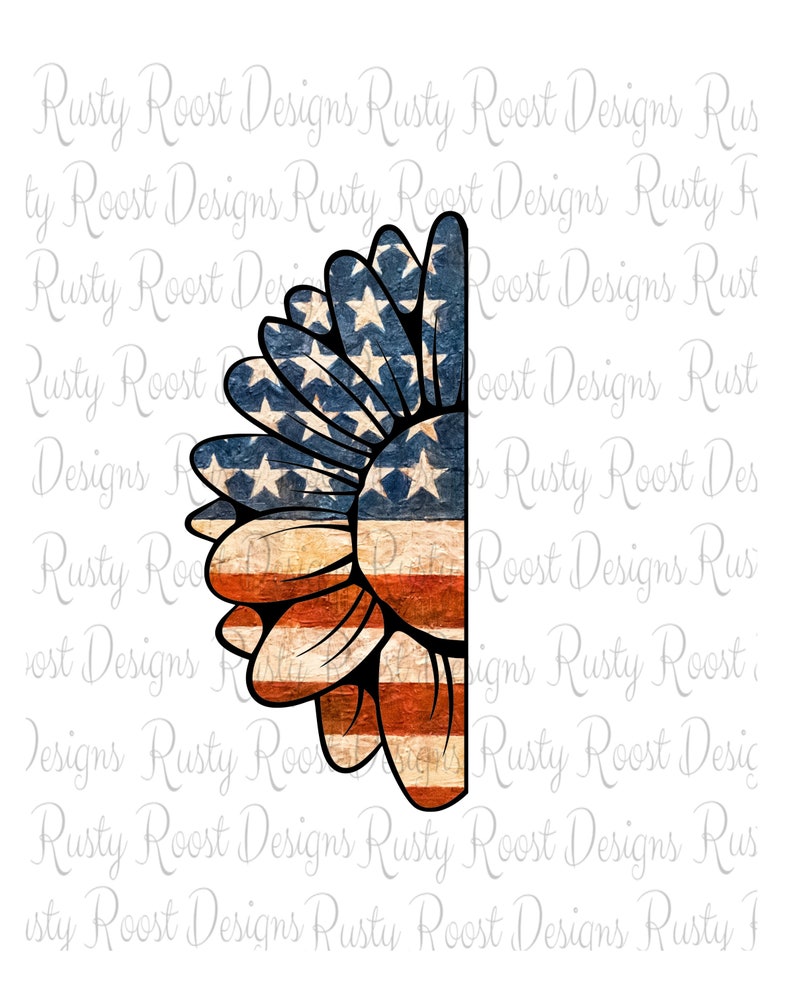 Download Patriotic sunflower flag pnghalf sunflower4th of July | Etsy