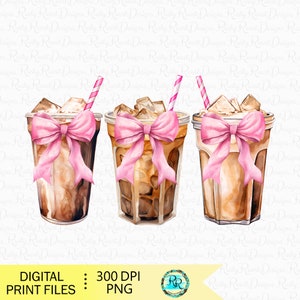 Café helado coqueto PNG, Diseño de sublimación de café, Club de café helado Png, Amante del café, Diseño de lazo coqueto, Camisa de moda Png
