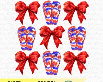 Coquette 4th of July Png, Patriotic sublimation designs, Coquette bow, flip flops Png, Fourth of July Png, coquette shirt designs