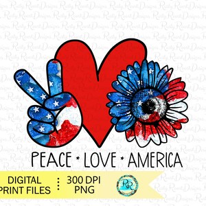 平和と愛のアメリカ png、7 月 4 日の昇華デザインのダウンロード、昇華グラフィック、愛国的なデザイン、メモリアル デー、印刷可能なデザイン
