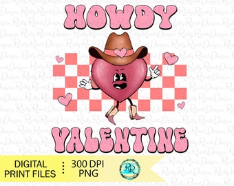 Bonjour la Saint-Valentin PNG, téléchargements de dessins par sublimation, rétro Saint-Valentin PNG, conception de chemise, Cowboy Saint-Valentin, Western PNG, amour, imprimable