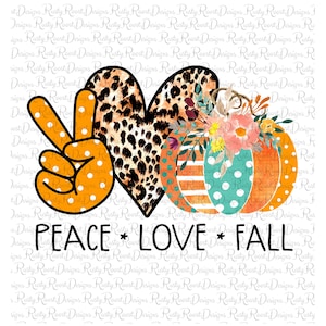 Paz, amor, otoño png, descargas de diseños de sublimación de otoño, gráficos de sublimación, descarga digital, diseño de sublimación de calabaza, diseño de camiseta de otoño