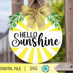 Hello Sunshine dörrhängare SVG: Sommarskylt skärfil (digital nedladdning)