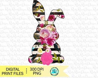 Easter bunny png, Easter sublimation designs downloads, bunny with flowers, digital download, sublimation graphics, Floral rabbit, printable