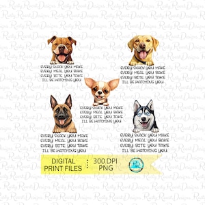 犬のバンドル PNG、昇華デザインのダウンロード、ピットブル犬、ハスキー犬、面白い犬の T シャツ デザイン、デジタル ダウンロード、かわいい犬、印刷可能なアート