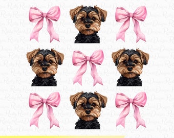 Yorkiepoo PNG, Coquette dog, Dog sublimation designs, coquette shirt design, Yorkie Poo, pink bow png, sublimation graphics