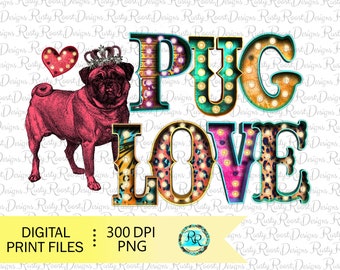 Mops Liebe png, Mops Sublimation Designs Downloads, digitaler Download, Valentine Hund png, Sublimationsgrafiken, druckbares Design, Mops png