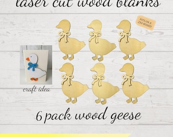 Wood Goose Cutouts Set of 6 with Bows, Unfinished DIY farmhouse decor