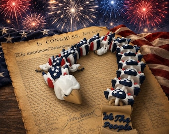Patriotic Bald Eagle Articulated Dragon | 17” Long | 3D Printed Freedom Dragon | America 250th Anniversary | July 4th | We the People