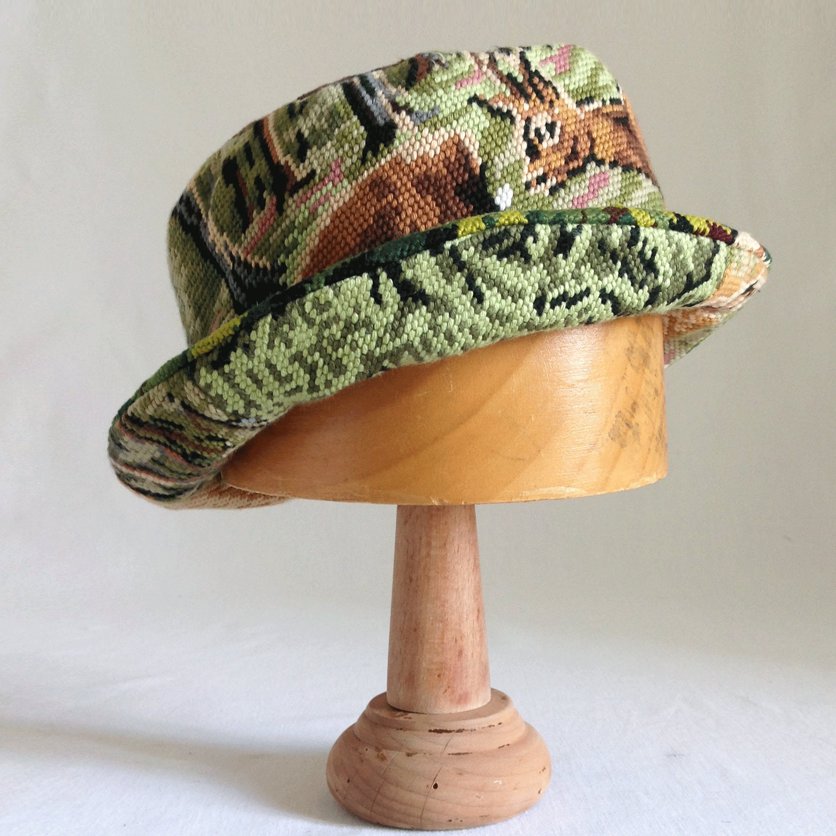 Bucket hat made of vintage embroideries 'Le Bois aux | Etsy