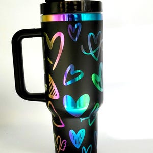 40 oz black chroma hearts design with handle
