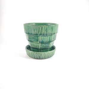 McCoy Flower Pot - Green Basket Weave -  4&quot;