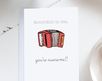 Printable Birthday Card / Accordion to me / instant download