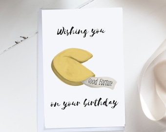Printable Fortune Cookie Birthday Card / wishing you good fortune / instant download