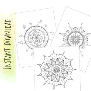 Printable Mandala coloring pages /  set of 3 / instant download