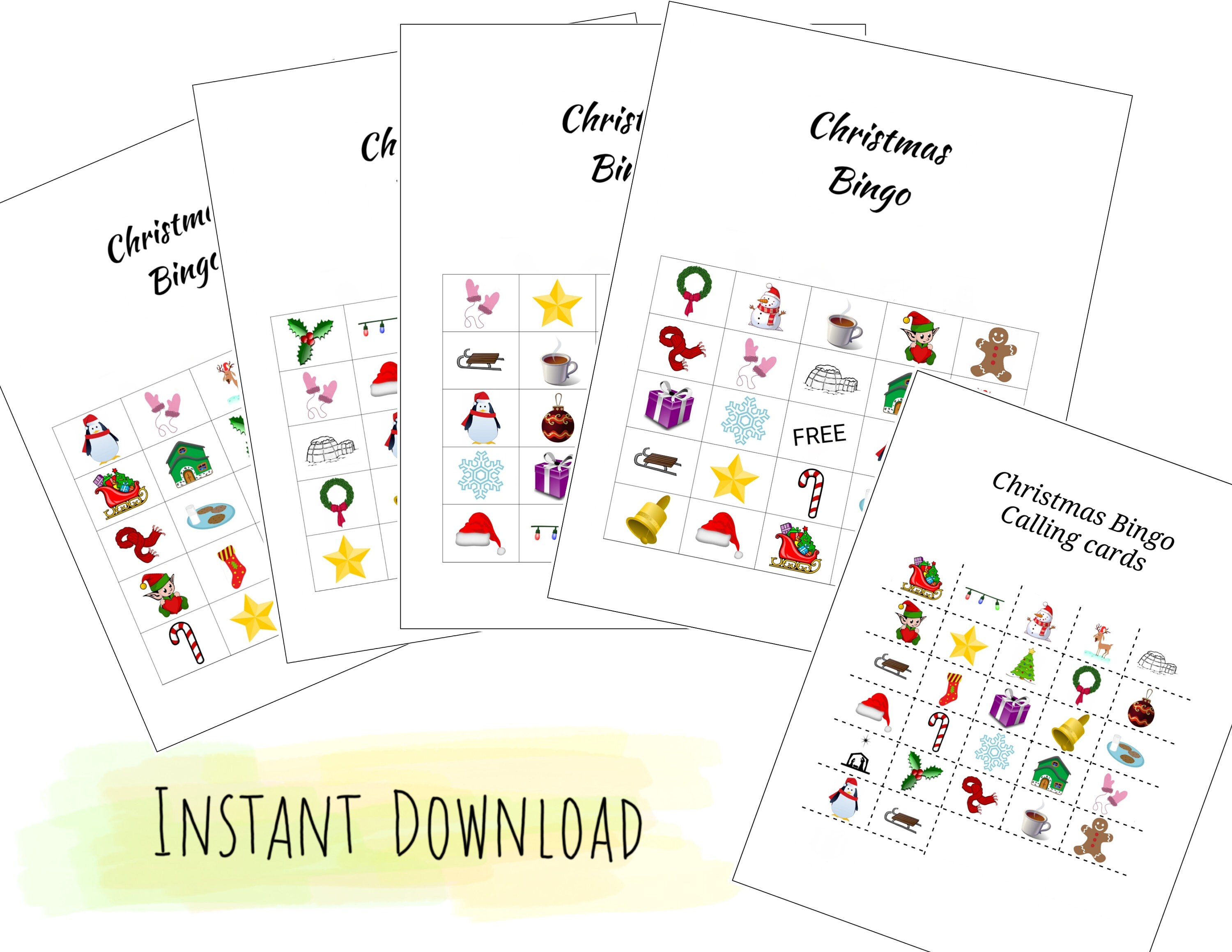 Kids Printable Christmas Bingo Cards / Holiday Game / Kids Activity ...