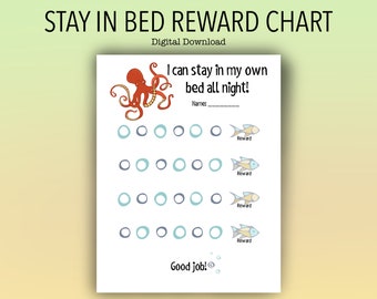 Kids Printable Unicorn Stay in Bed Reward Chart/ Night Time | Etsy