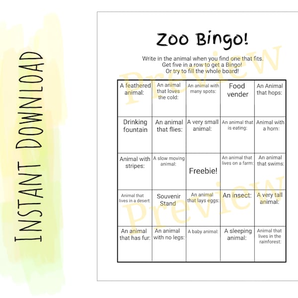 Printable Zoo Chart Etsy Zoo Chart Paper