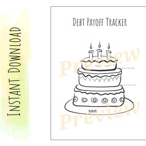 Printable Debt Payoff Tracker / cake / budget / instant download